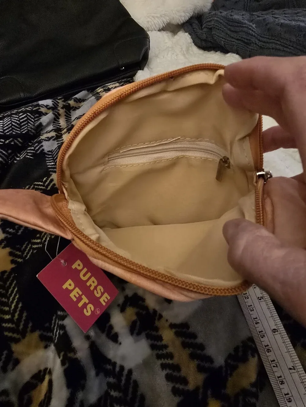 Purse Pets Brown Apricot Dog Face Small Pet Purse Cross-body or Shoulder Purse.